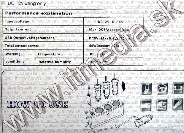 Image of Car Cigar Socket 3-way Splitter Cable with USB (IT3979)