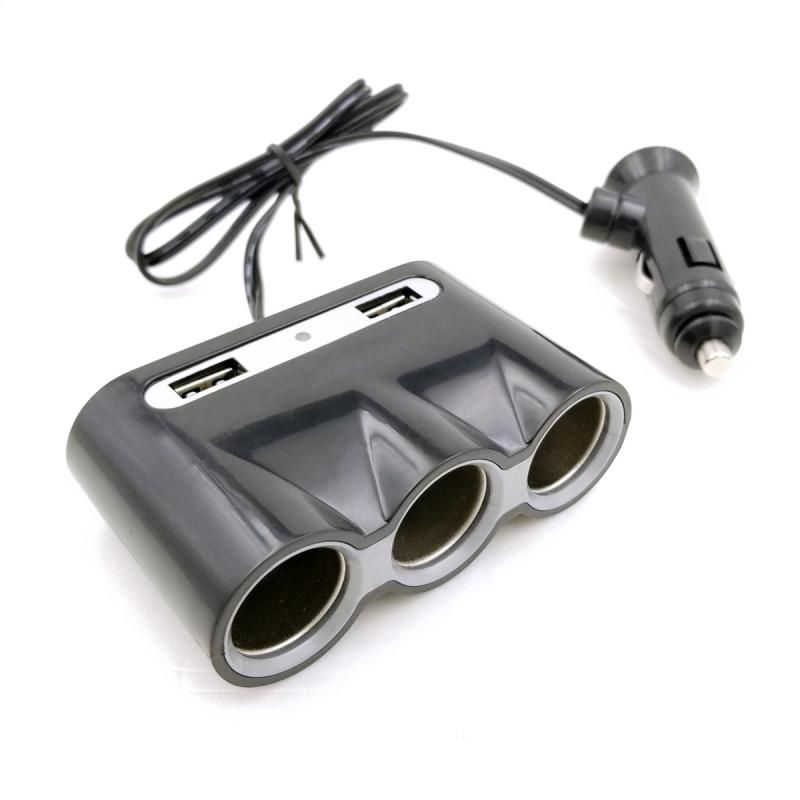 Image of Car Cigar Socket 3-way Splitter Cable with 2xUSB 2.4A (IT14572)