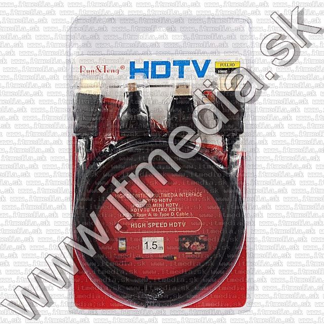 Image of HDMI cable set - microHDMI miniHDMI 1.5m v1.4 (ethernet) (IT9003)