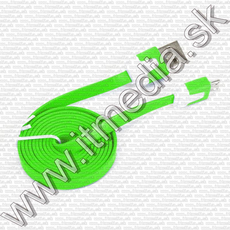 Image of USB - microUSB kábel 1m *Lapos* Zöld (IT11939)