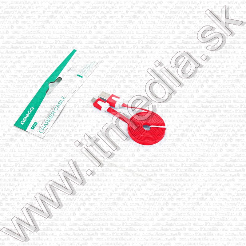 Image of USB - microUSB kábel 1m *Lapos* Piros (IT11878)