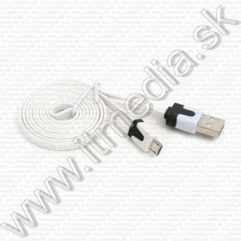 Image of USB - microUSB kábel 1m *Lapos* Fehér (IT12726)