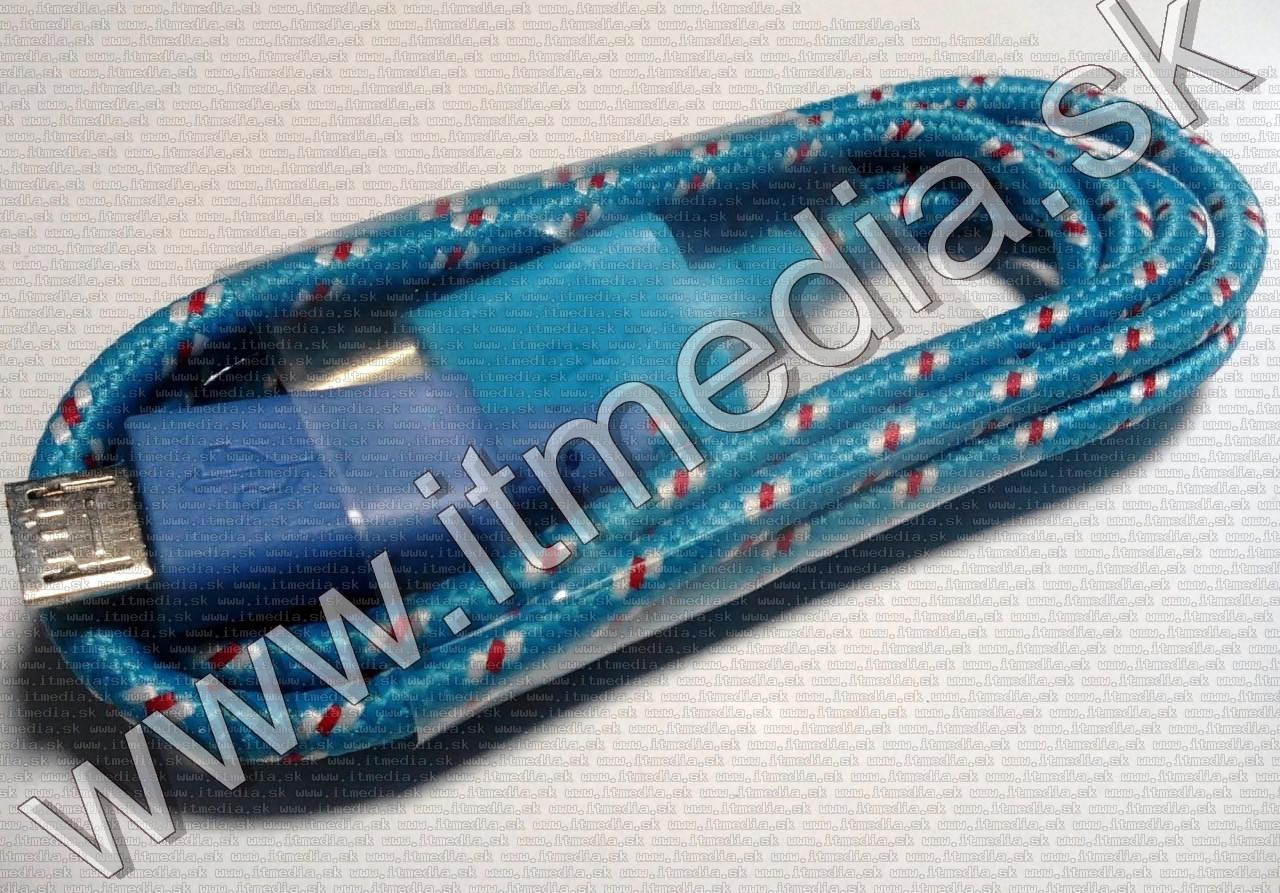 Image of USB - microUSB kábel 1m *Cipőfűző*  Kék-fehér (IT10749)