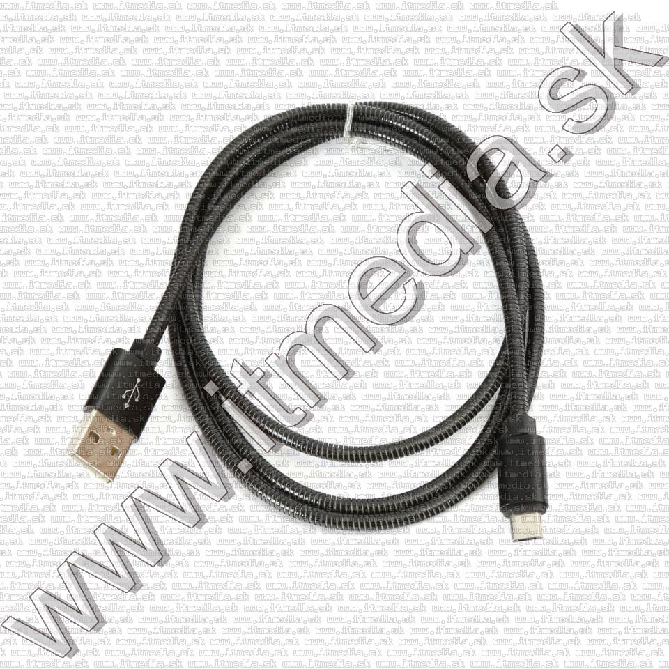 Image of USB - microUSB cable Metal 1m *Black* 1.8A HQ (IT14394)