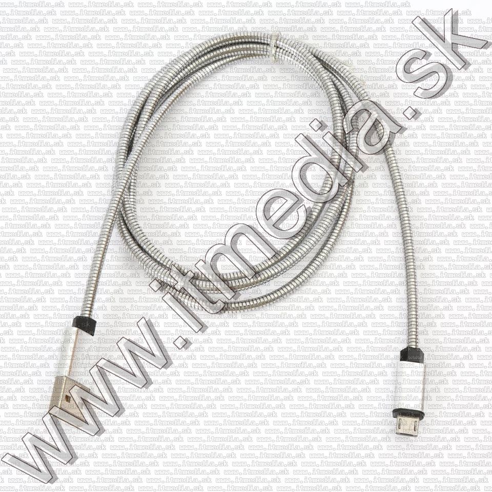 Image of USB - microUSB cable Metal 1m *Silver* 1.8A HQ (IT14393)