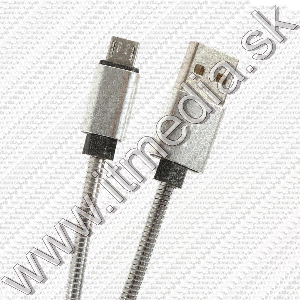 Image of USB - microUSB cable Metal 1m *Silver* 1.8A HQ (IT14393)