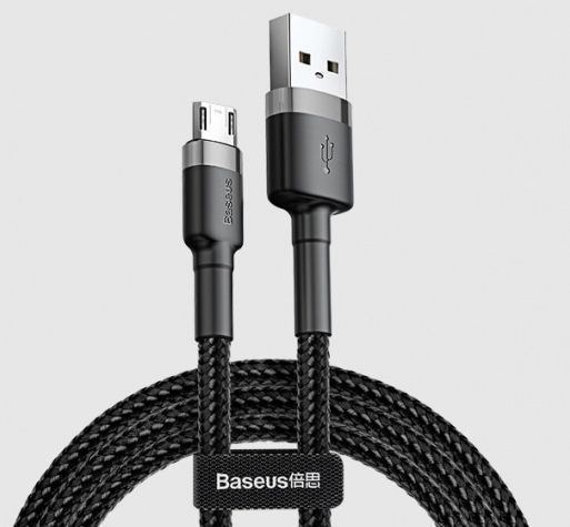 Image of Baseus USB - microUSB cable 1m (Uni-Dir) 2.4A Black-Grey (IT13712)