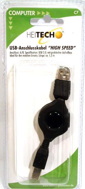 Image of Retractable USB 2.0 Printer Cable 1.2m *C7* (IT3363)