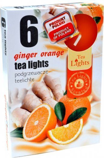 Illatosított teamécses csomag 75g 6 db Gyömbér+Narancs INFO! (IT13943) Image of Illatosított teamécses csomag 75g 6 db Gyömbér+Narancs INFO! (IT13943)