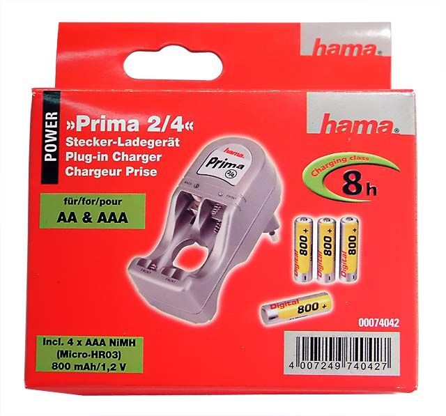 Image of HAMA Prima 2/4 Battery Charger (AA - AAA) + 4x AAA free (IT4946)