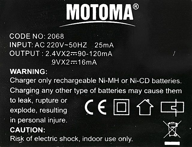 Image of Motoma Battery Charger (AA - AAA - 9v) + 4x AA free INFO! (IT7334)