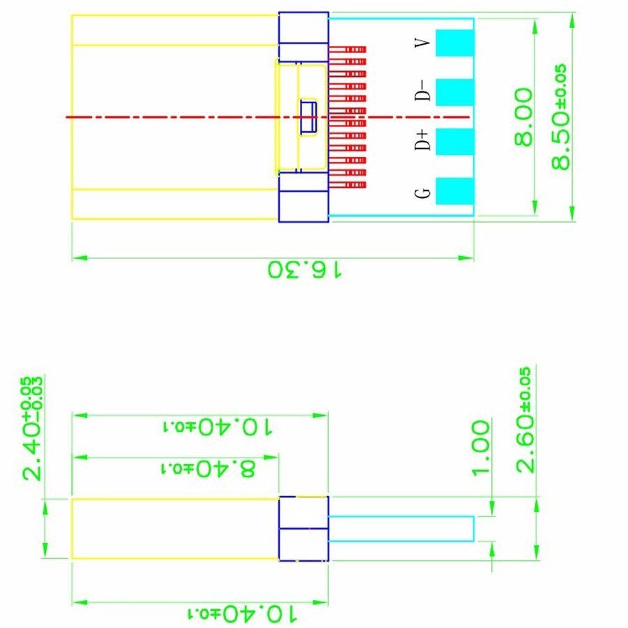 Image of USB-C connector **plastic housing** (Male) White (IT12767)