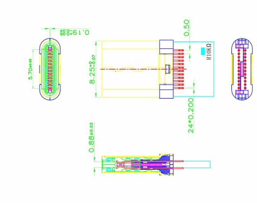 Image of USB-C connector **plastic housing** (Male) White (IT12767)