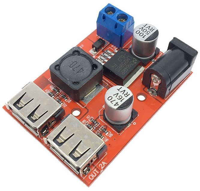 Image of USB tápegység panel 7-24V-ról USB aljzatra 3A Dupla (IT13660)