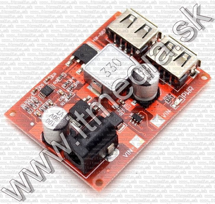 Image of USB tápegység panel 7-24V-ról USB aljzatra 3A Dupla (IT13661)