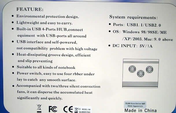 Image of Notebook cooler 3-fan (Aluminium) + HUB (108) (IT3349)