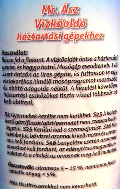 Image of Mr. Ász Vízkőoldó háztartási gépekhez 1 liter (IT11385)