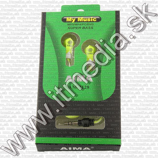 Image of Aima AM-2128 Earphone 3.5mm *Green-White* *Silicone* (IT10012)