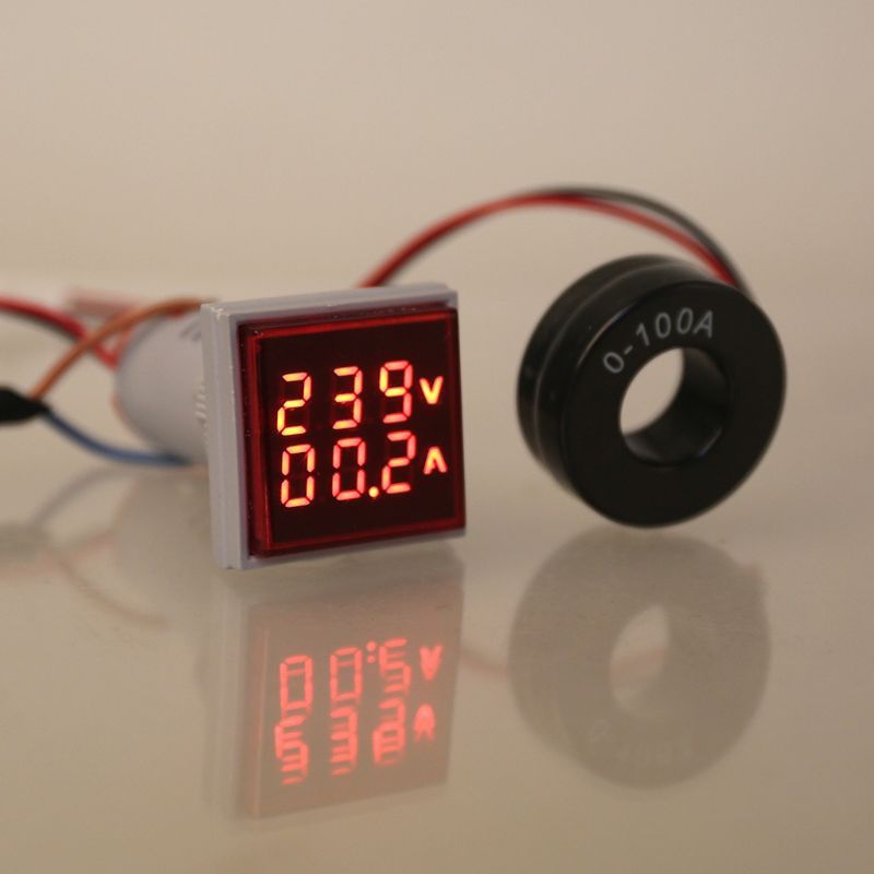 Image of LED-es AC (hálózati) voltmérő és árammérő 60-500V 100A Piros (IT14196)