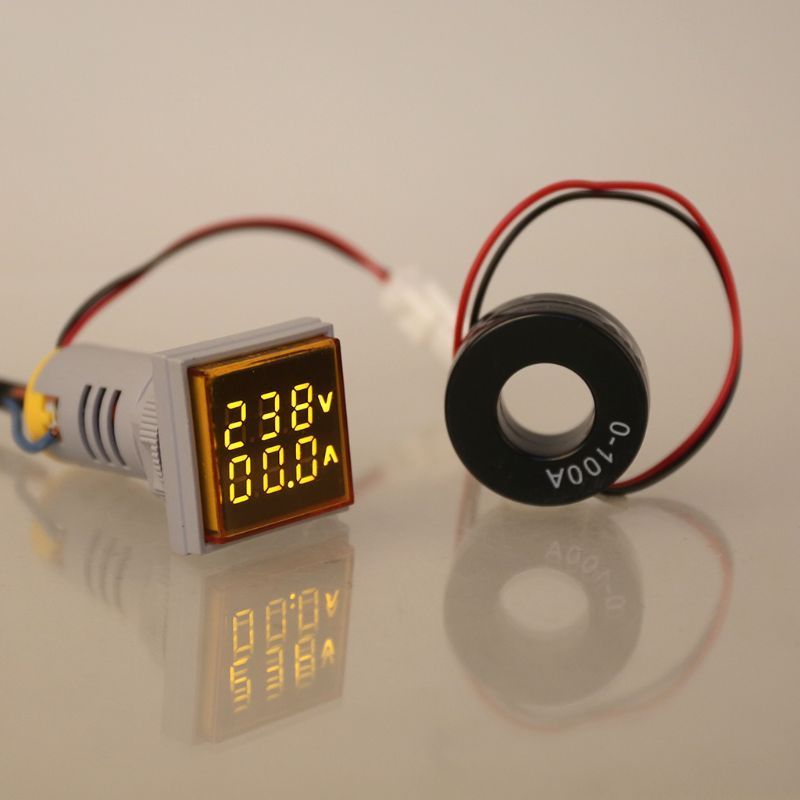 Image of LED-es AC (hálózati) voltmérő és árammérő 60-500V 100A Sárga (IT14195)