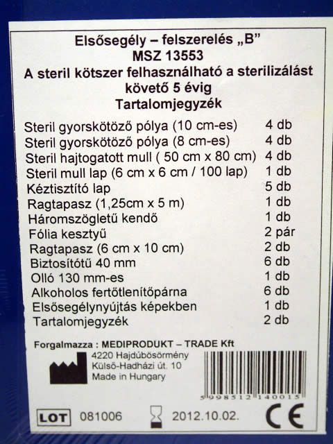 Image of MediProdukt CAR First Aid Kit *MSZ 13553* 2012-10 (IT3269)