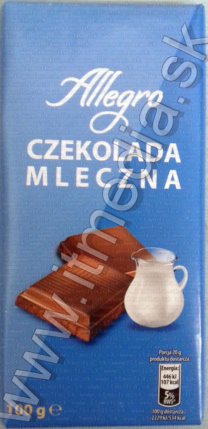 Image of Allegro Milk Chocolate 100g  (IT13919)