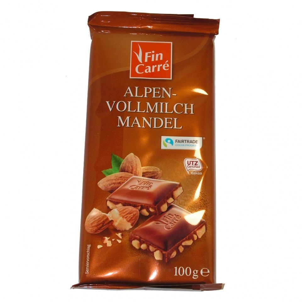Image of Fin Carré Milk Chocolate with Almond 100g *UTZ FairTrade* (IT12637)