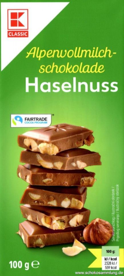 Image of K classic Hazelnut Milk Chocolate 100g  Fairttrade (IT13996)