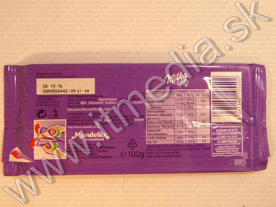 Image of Milka Chocolate 100g Alpenmilch (IT8603)