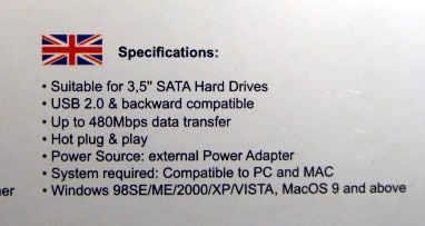Image of Fantec External SATA housing (3.5) (T35US) (IT3452)