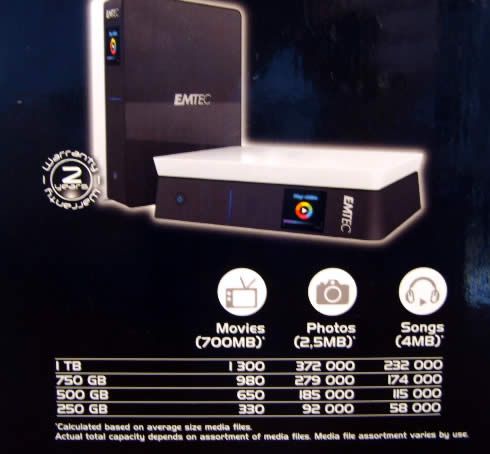 Image of Emtec MovieCube HDD movileplayer S800 DVB-T (500 GB) (IT3946)