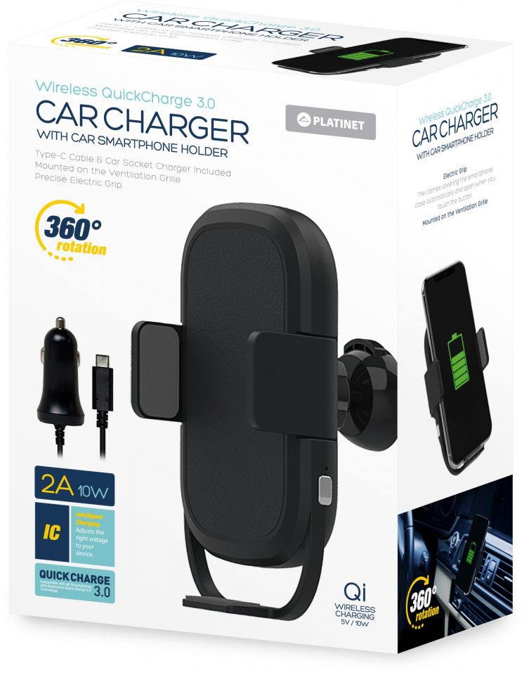 Image of Autós Telefon/PDA tartó *Levegőbeömlőre* QI Vezetéknélküli töltővel !INFO (IT14283)