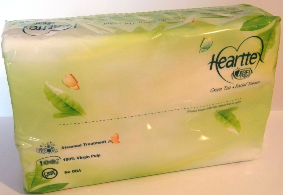 Image of Hearttex papírzsebkendő (zöld teás) 100 lapos 3 rétegű (IT11471)