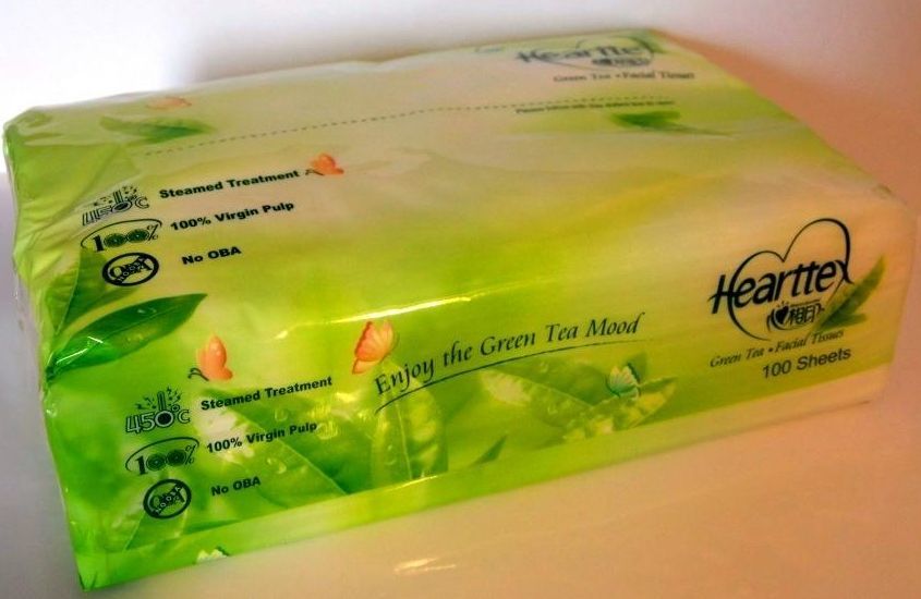 Image of Hearttex papírzsebkendő (zöld teás) 100 lapos 3 rétegű (IT11471)