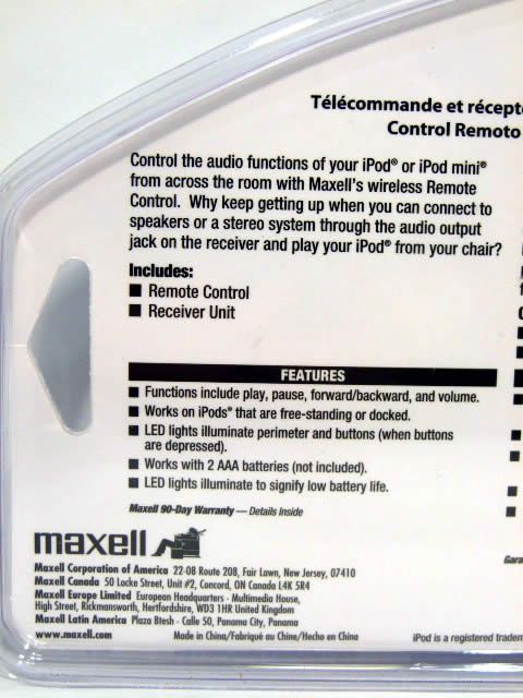 Image of Maxell ipod Remote Controll (IT3920)