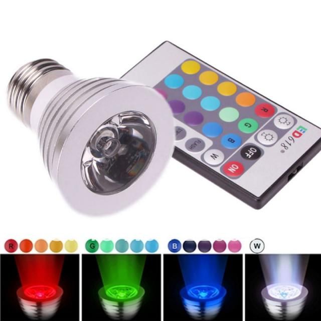 Image of Led Spotlamp, E27 3x1W RGB (remote) INFO! (IT10503)