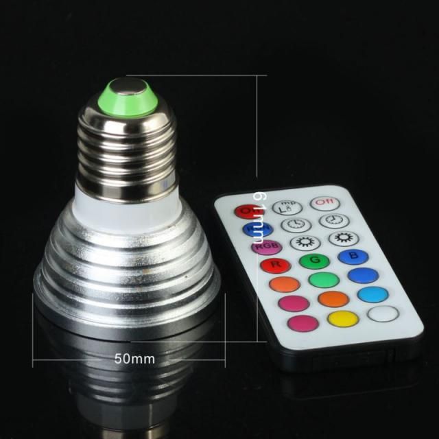 Image of Led Spotlamp, E27 3x1W RGB (remote) INFO! (IT10503)