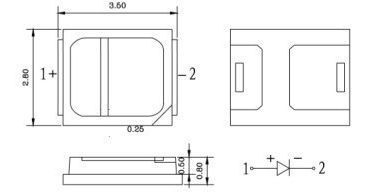 Image of LED Lamp Diode (chip) *SMD* 2835 RED 12-20Lumen 60mA 620nm (IT13817)