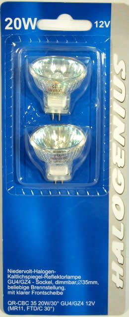 Image of GU-4 (MR11, G4) halogen bulb 20W 12V 2-set (IT3427)