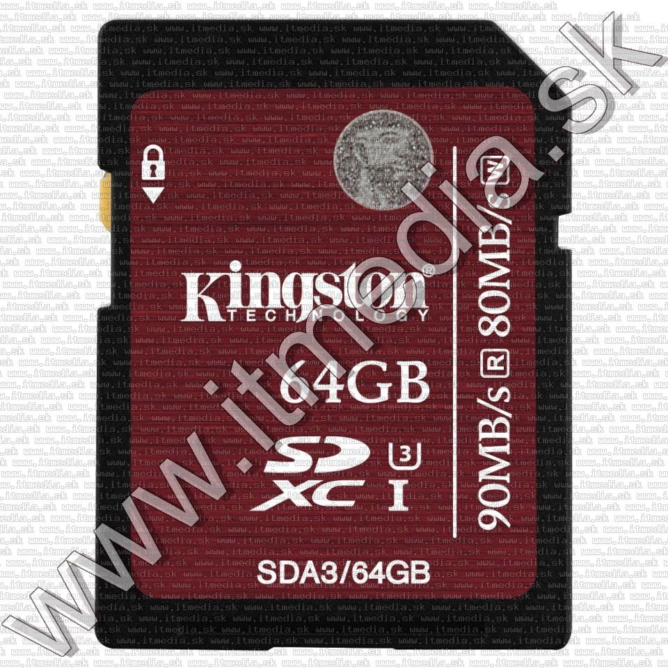 Kingston SD-XC card 64GB UHS-I U3 Class10 (SDA3) 90/80 (IT11465) Image of Kingston SD-XC card 64GB UHS-I U3 Class10 (SDA3) 90/80 (IT11465)