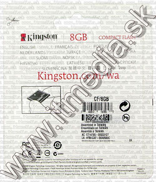 Image of Kingston Compact Flash (CF) card 8GB (IT5406)