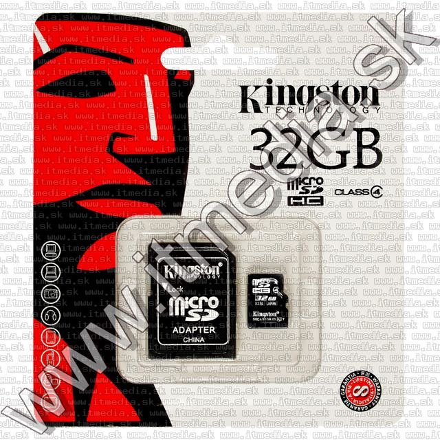 Image of Kingston microSD-HC card 32GB Class4 + adapter (IT7405)