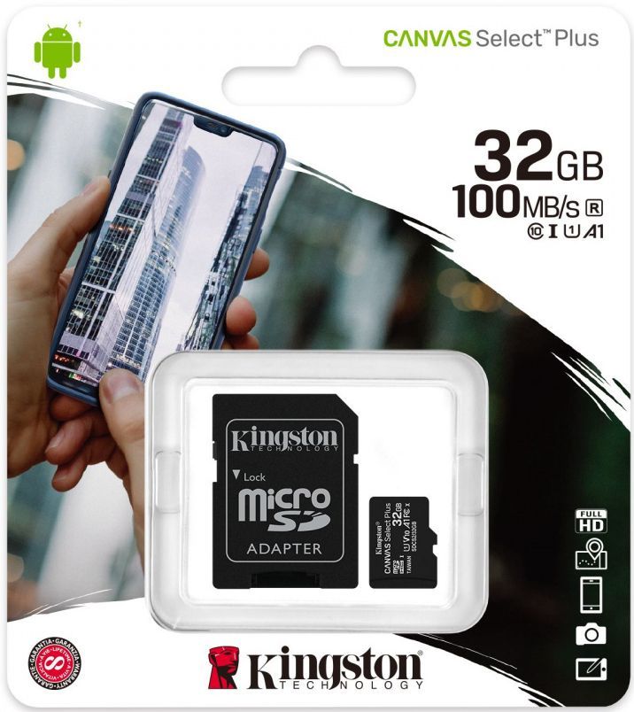 Image of Kingston microSD-HC 32GB Class10 UHS-I U1 A1 + adapter (100R/10W) Canvas Select Plus (IT14374)