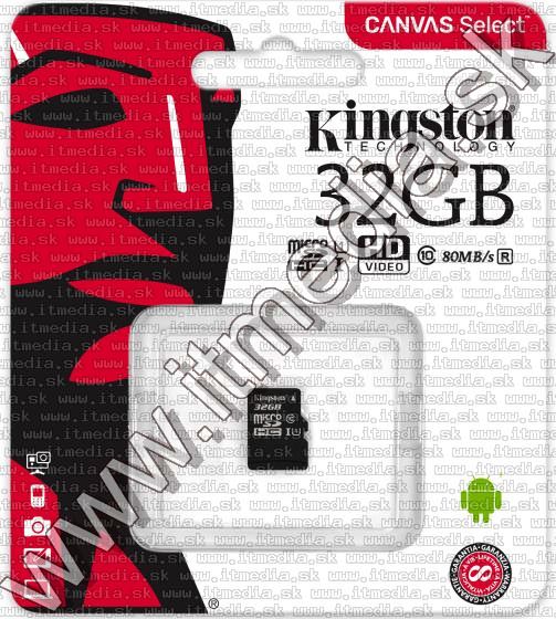 Kingston microSD-HC card 32GB UHS-I U1 Class10 Without adapter!!! (80/10 MBps) (IT13468) Image of Kingston microSD-HC card 32GB UHS-I U1 Class10 Without adapter!!! (80/10 MBps) (IT13468)