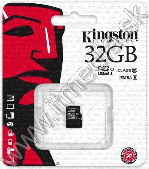 Image of Kingston microSD-HC kártya 32GB UHS-I U1 Class10 adapter nélkül! (45/10 MBps) (IT11558)