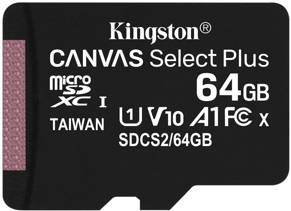 Image of Kingston microSD-XC 64GB Class10 UHS-I U1 A1 + adapter (100R/10W) Canvas Select Plus (IT14375)