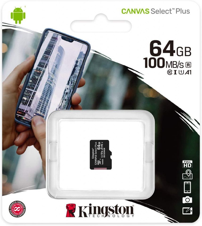 Image of Kingston microSD-XC 64GB Class10 UHS-I U1 A1 (100R/10W) Canvas Select Plus (IT14736)