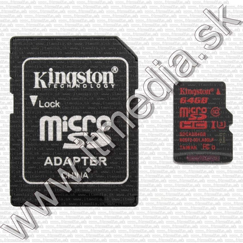 Image of Kingston microSD-XC kártya 64GB UHS-I U3 Class10 SDCA3/64GB + adapter (90/80 MBps) (IT11463)