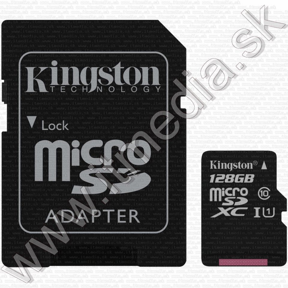 Image of Kingston microSD-XC card 128GB UHS-I U1 Class10 + adapter (80/10 MBps) Canvas Select (IT13517)