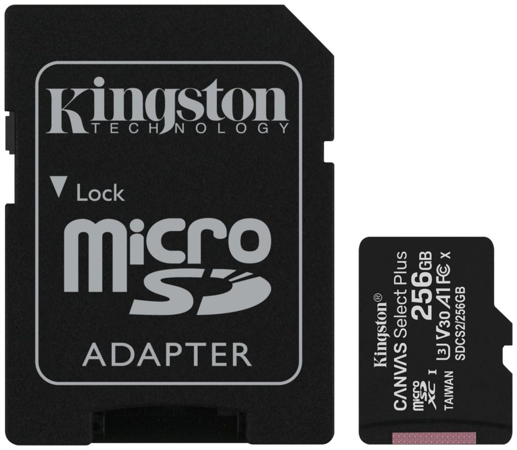 Image of Kingston microSD-XC 256GB Class10 UHS-I U1 A1 + adapter (100R/10W) Canvas Select Plus (IT14377)